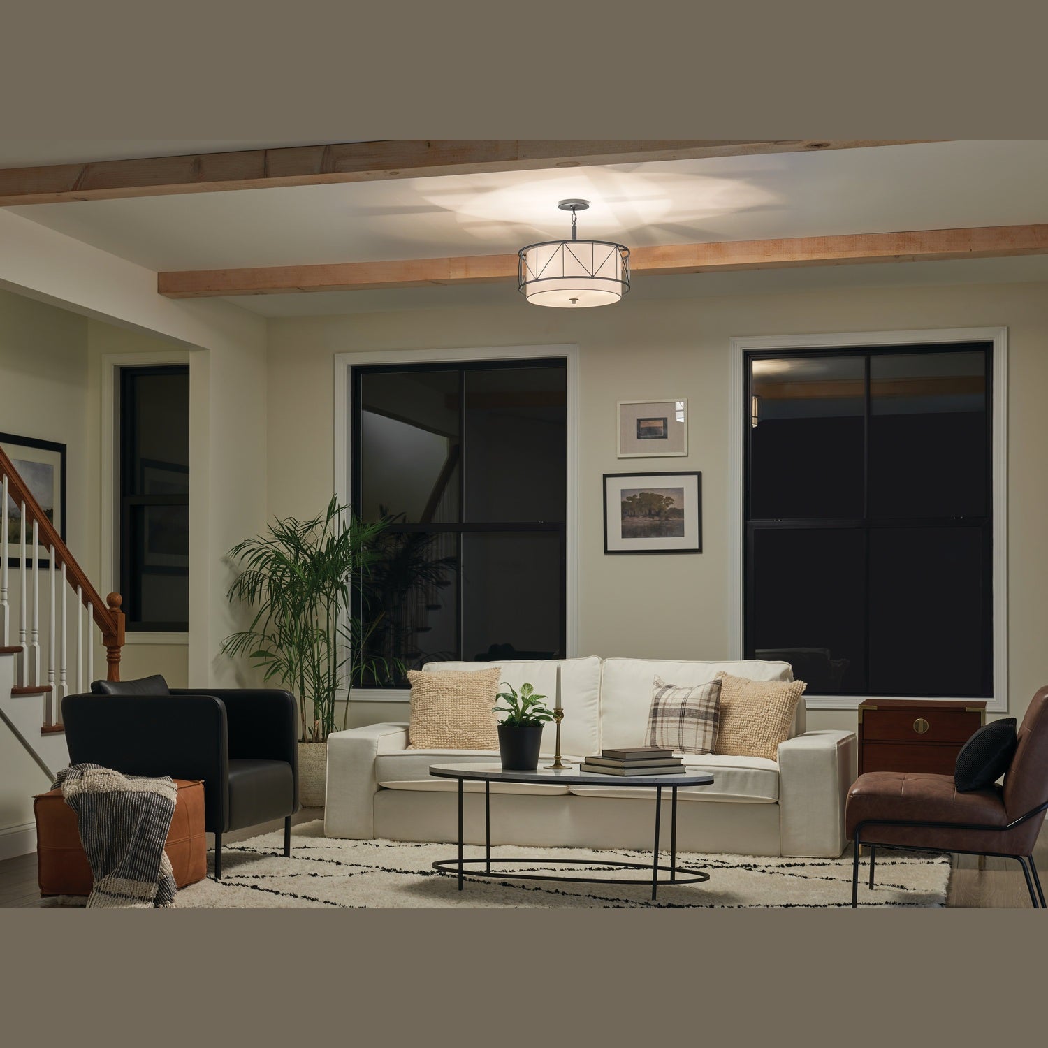 Kichler - 52075BK - Three Light Pendant/Semi Flush - Birkleigh - Black