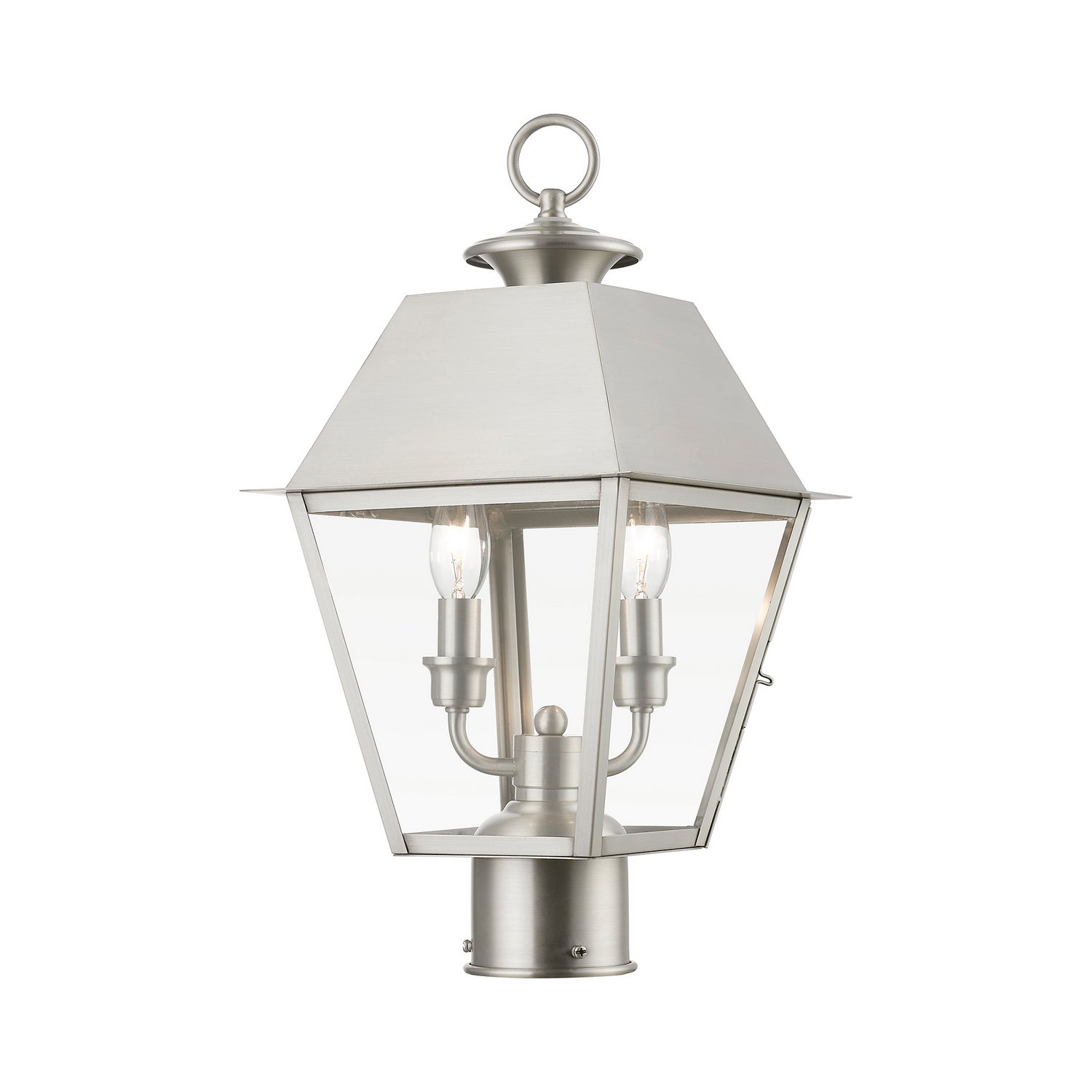 Livex Lighting - 27216-91 - Two Light Outdoor Post Top Lantern - Wentworth - Brushed Nickel