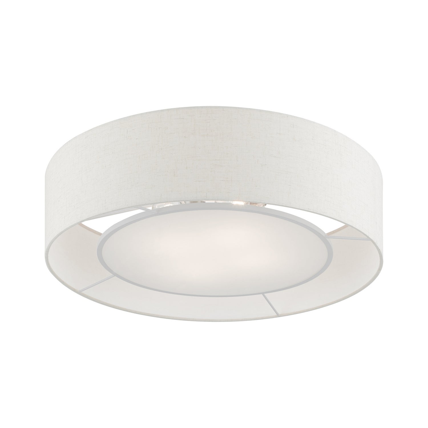 Livex Lighting - 40144-91 - Four Light Semi-Flush Mount - Ellsworth - Brushed Nickel w/Shiny White