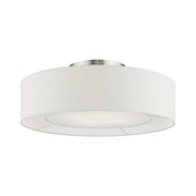Livex Lighting - 40144-91 - Four Light Semi-Flush Mount - Ellsworth - Brushed Nickel w/Shiny White