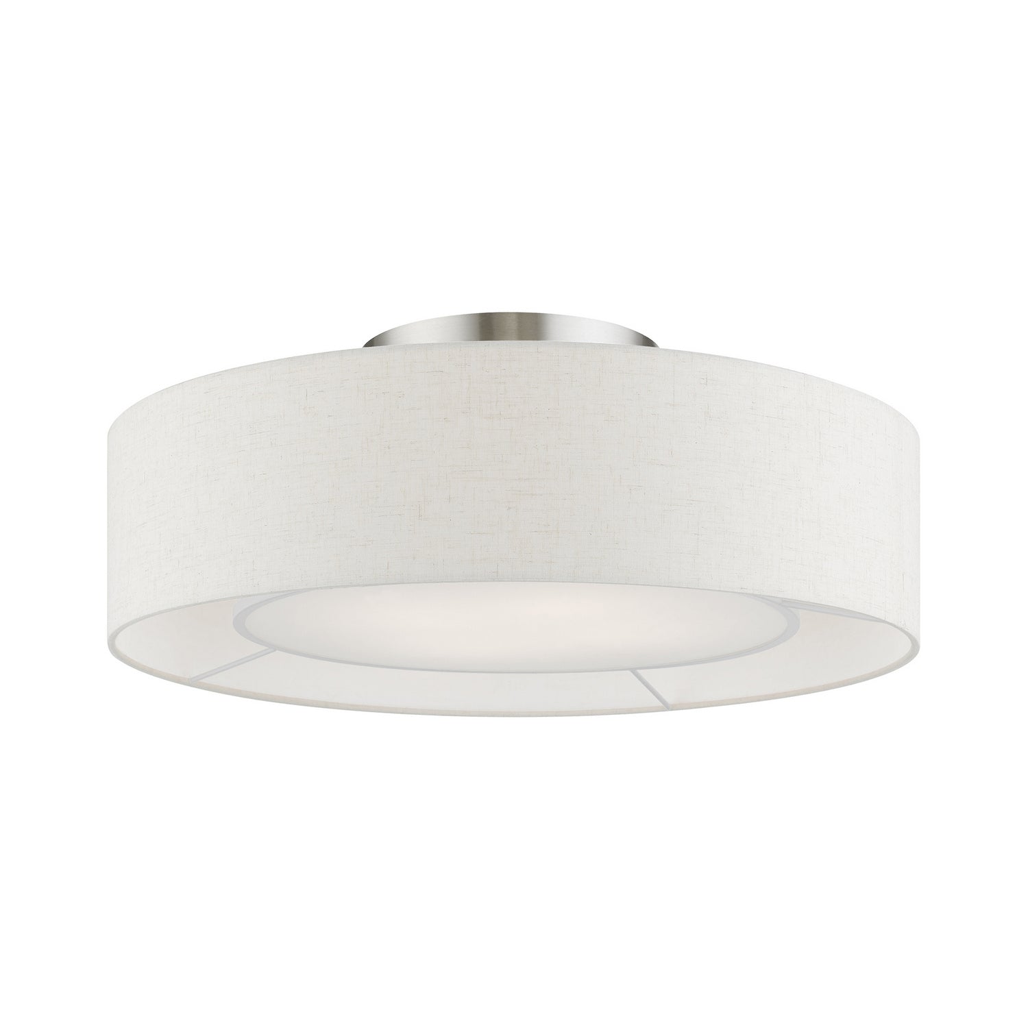Livex Lighting - 40144-91 - Four Light Semi-Flush Mount - Ellsworth - Brushed Nickel w/Shiny White