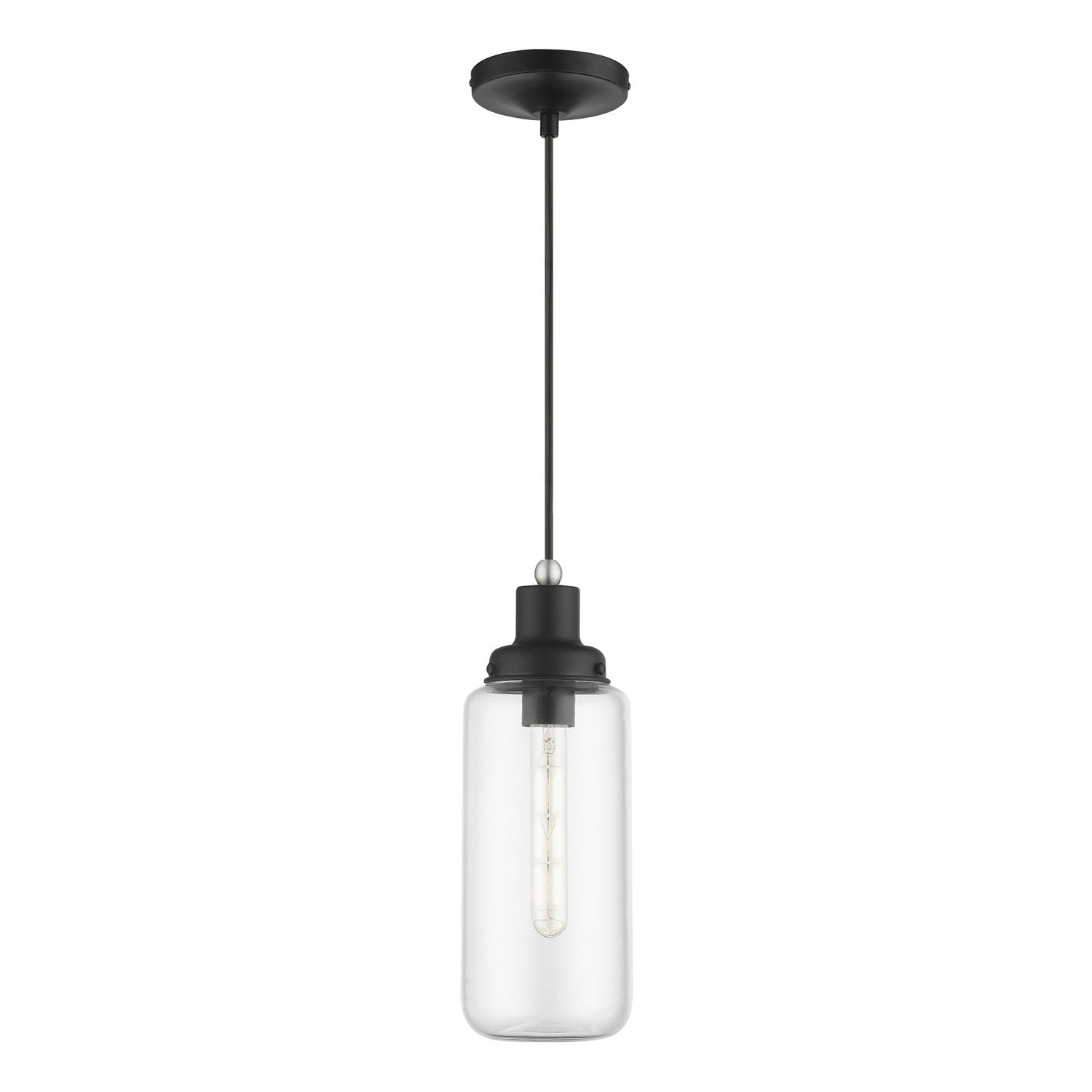 Livex Lighting - 40614-04 - One Light Mini Pendant - Oakhurst - Black w/Brushed Nickel