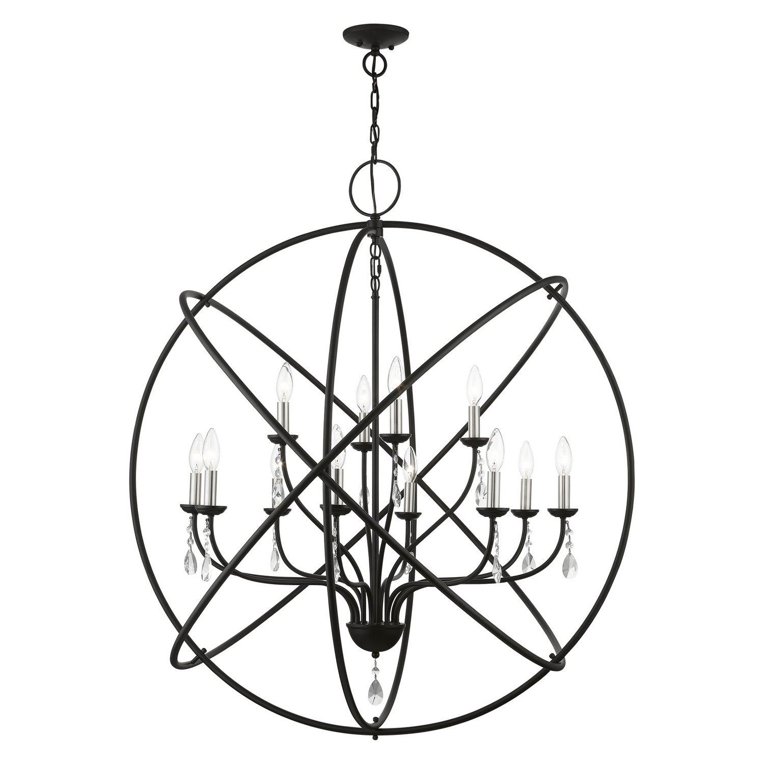 Livex Lighting - 40909-04 - 12 Light Foyer Chandelier - Aria - Black w/Brushed Nickel Finish Candles