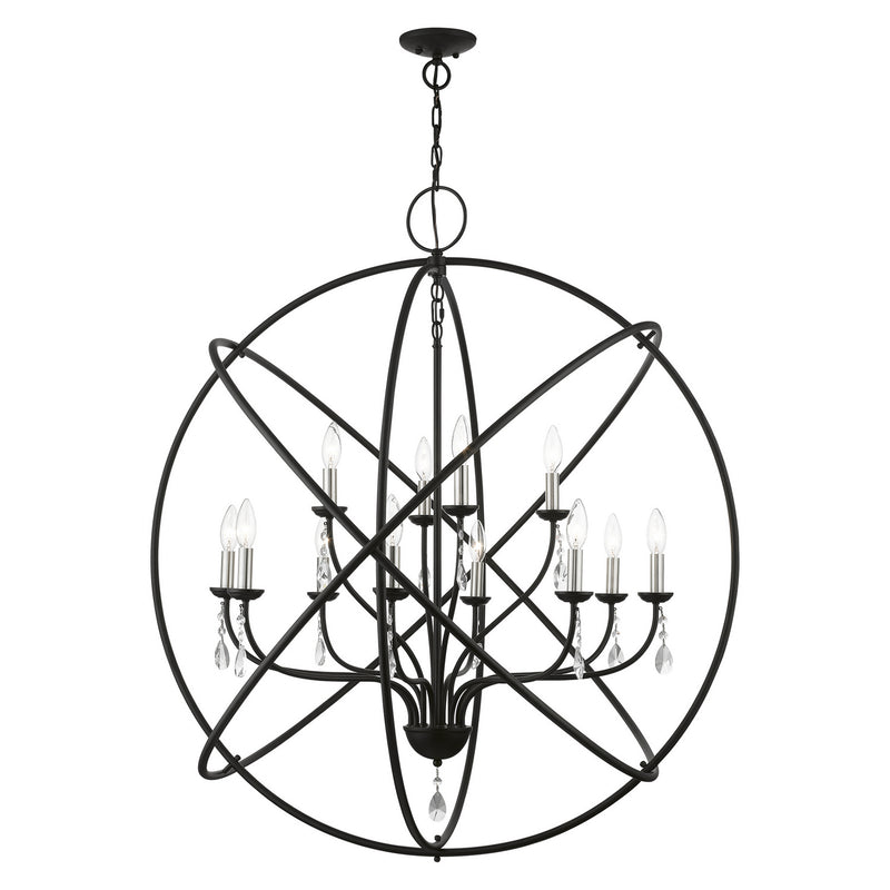 Livex Lighting - 40909-04 - 12 Light Foyer Chandelier - Aria - Black w/Brushed Nickel Finish Candles