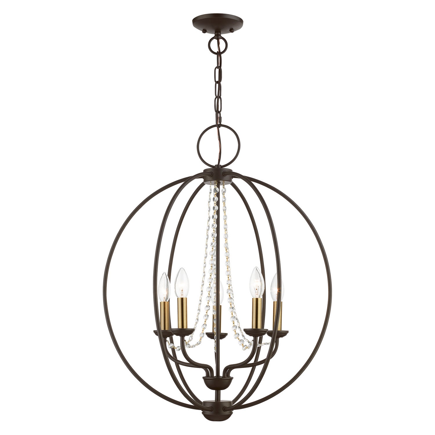 Livex Lighting - 40915-07 - Five Light Chandelier - Arabella - Bronze w/Antique Brass Finish Candles