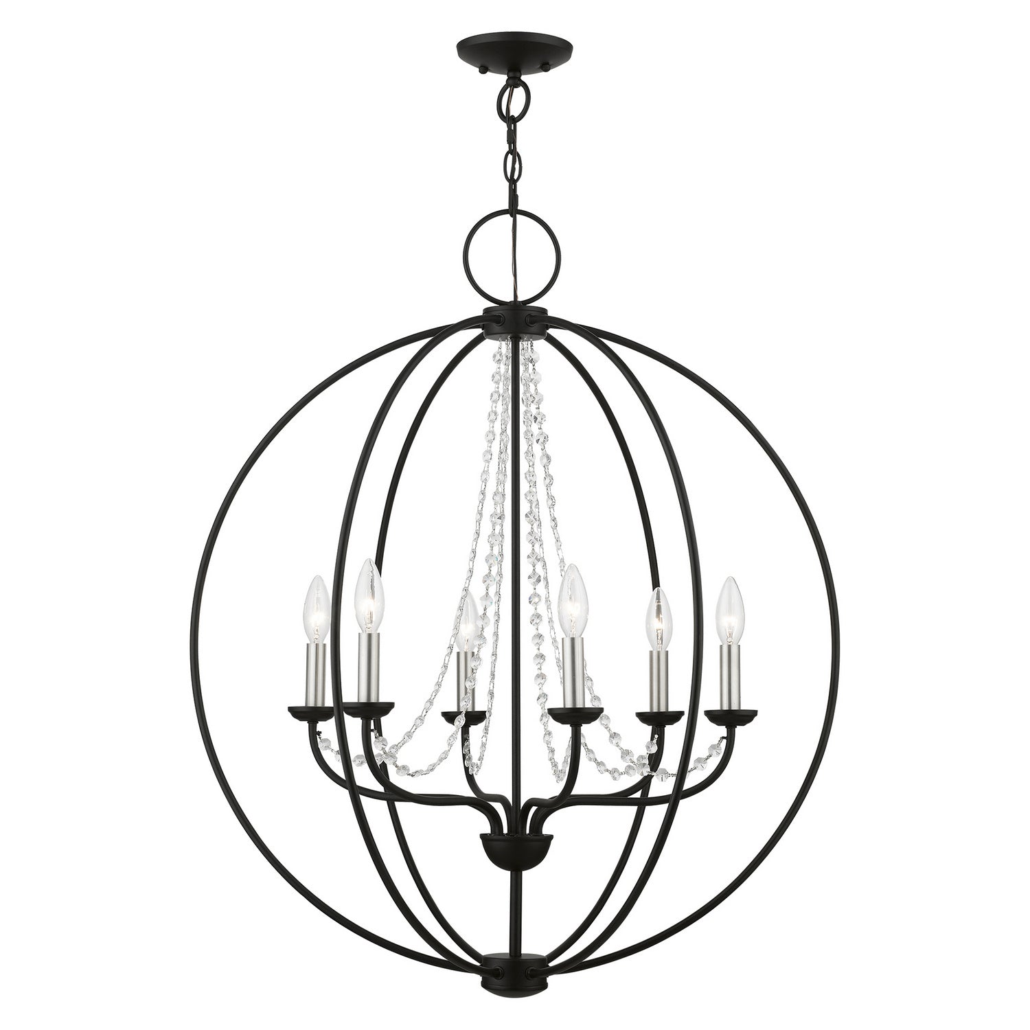 Livex Lighting - 40916-04 - Six Light Chandelier - Arabella - Black w/Brushed Nickel Finish Candles