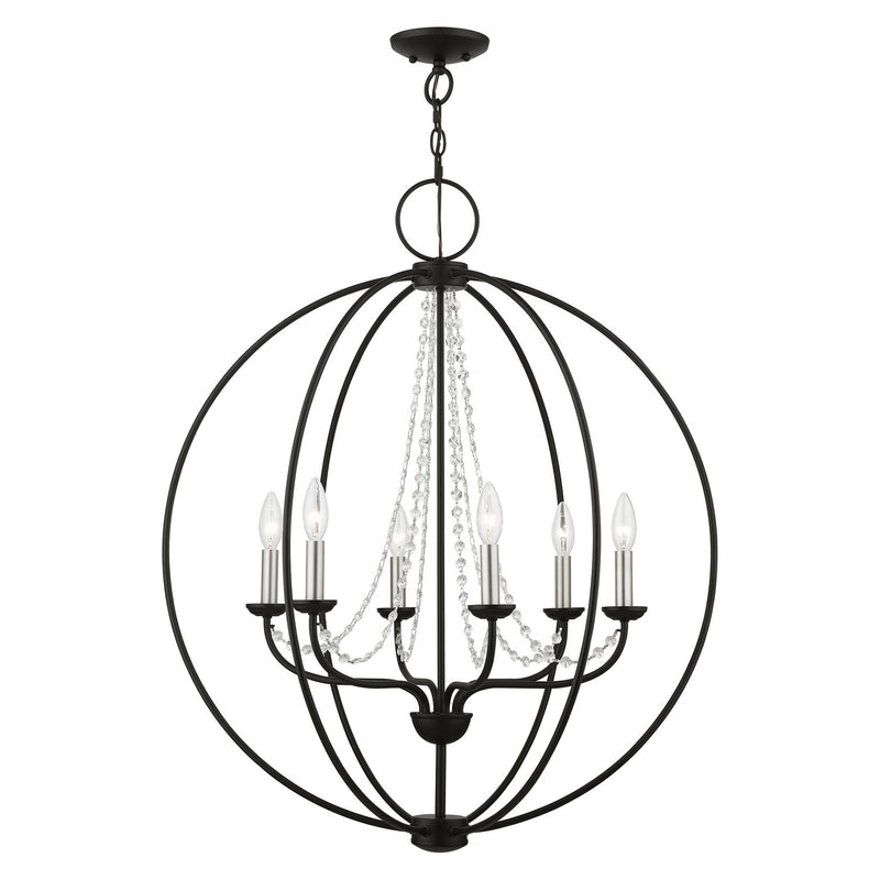 Livex Lighting - 40916-04 - Six Light Chandelier - Arabella - Black w/Brushed Nickel Finish Candles