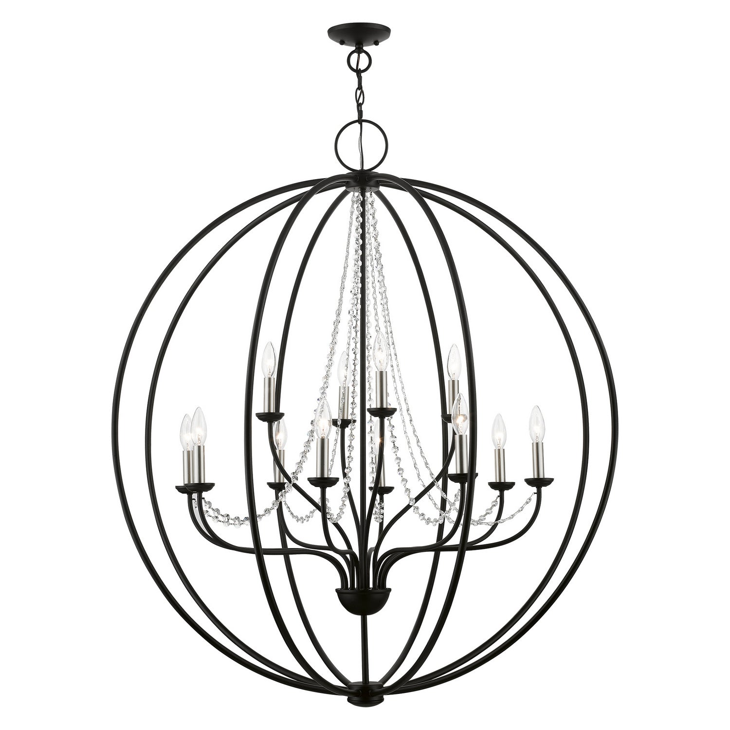 Livex Lighting - 40919-04 - 12 Light Foyer Chandelier - Arabella - Black w/Brushed Nickel Finish Candles