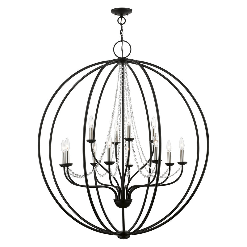 Livex Lighting - 40919-04 - 12 Light Foyer Chandelier - Arabella - Black w/Brushed Nickel Finish Candles
