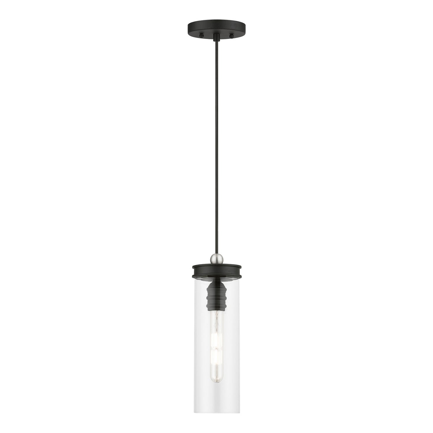 Livex Lighting - 41236-04 - One Light Mini Pendant - Devoe - Black w/Brushed Nickel