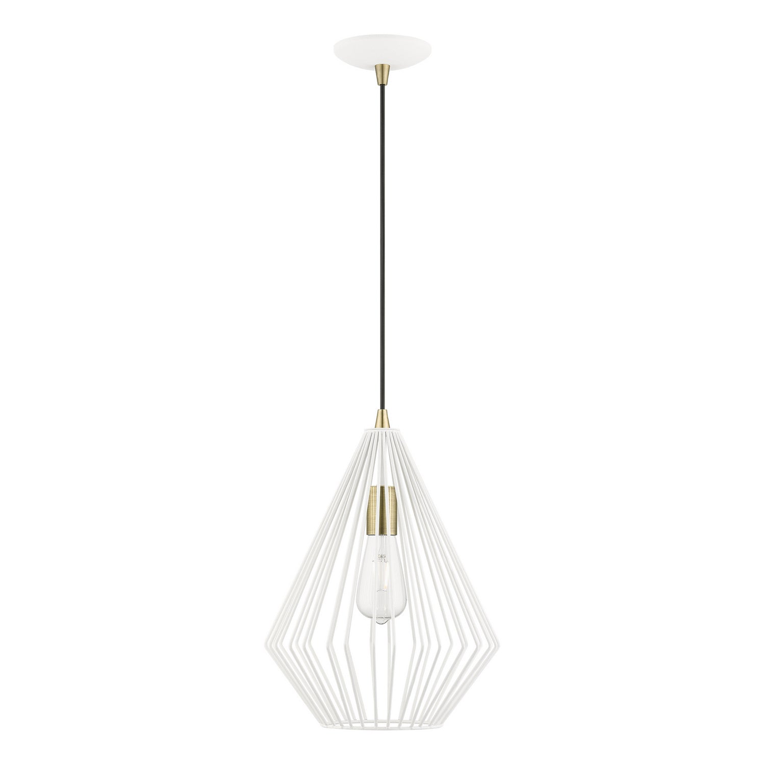 Livex Lighting - 41325-13 - One Light Pendant - Linz - Textured White w/Antique Brass