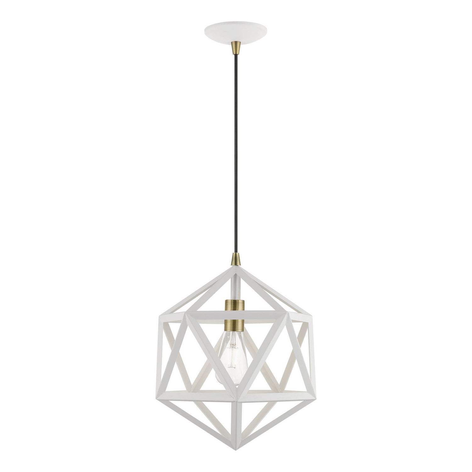 Livex Lighting - 41328-13 - One Light Pendant - Ashland - Textured White w/Antique Brass