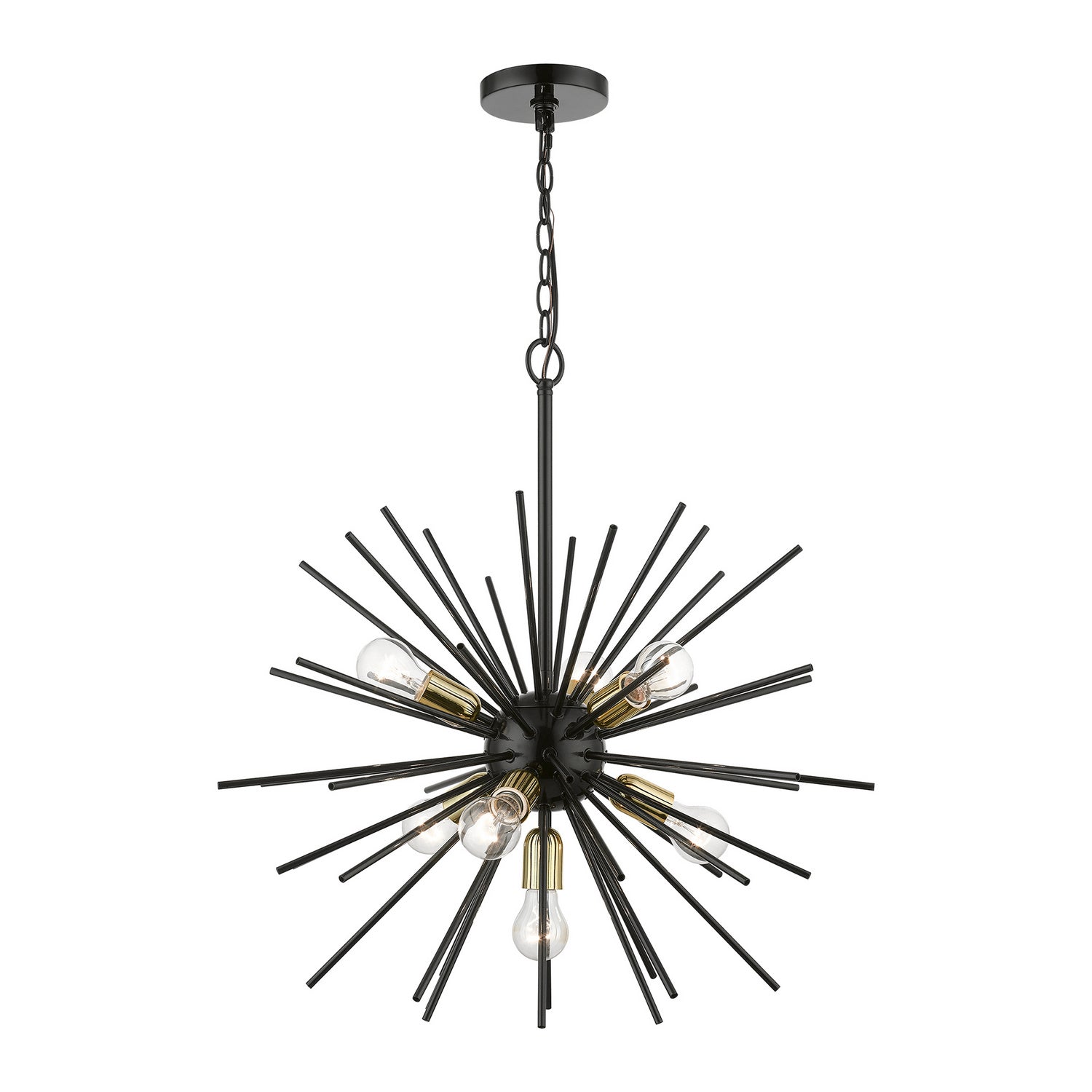 Livex Lighting - 46175-68 - Seven Light Chandelier - Tribeca - Shiny Black w/Polished Brass