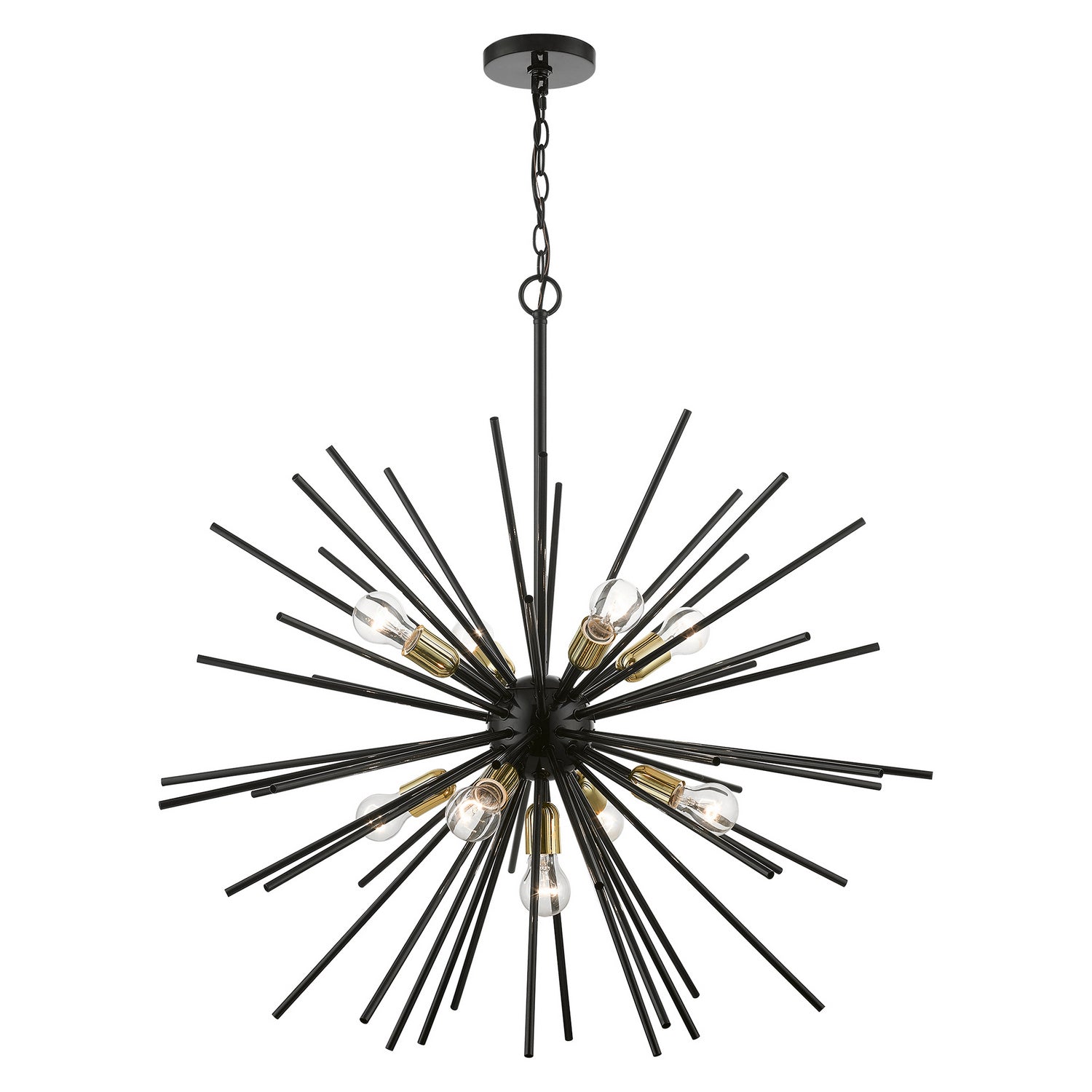 Livex Lighting - 46176-68 - Nine Light Foyer Chandelier - Tribeca - Shiny Black w/Polished Brass