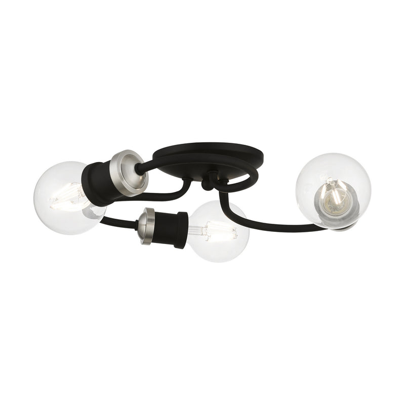 Livex Lighting - 46383-04 - Three Light Flush Mount - Bromley - Black w/Brushed Nickel