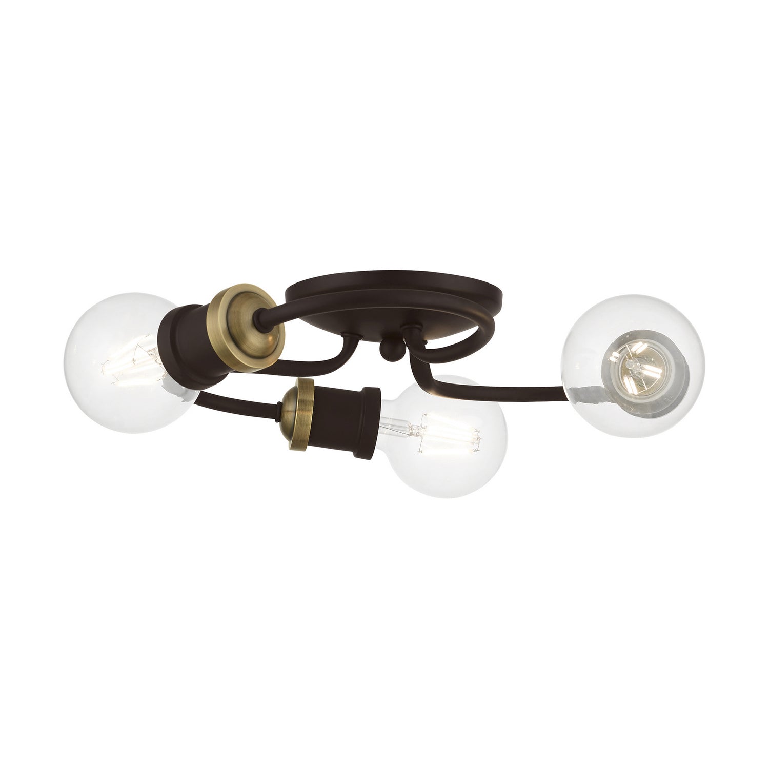 Livex Lighting - 46383-07 - Three Light Flush Mount - Bromley - Bronze w/Antique Brass