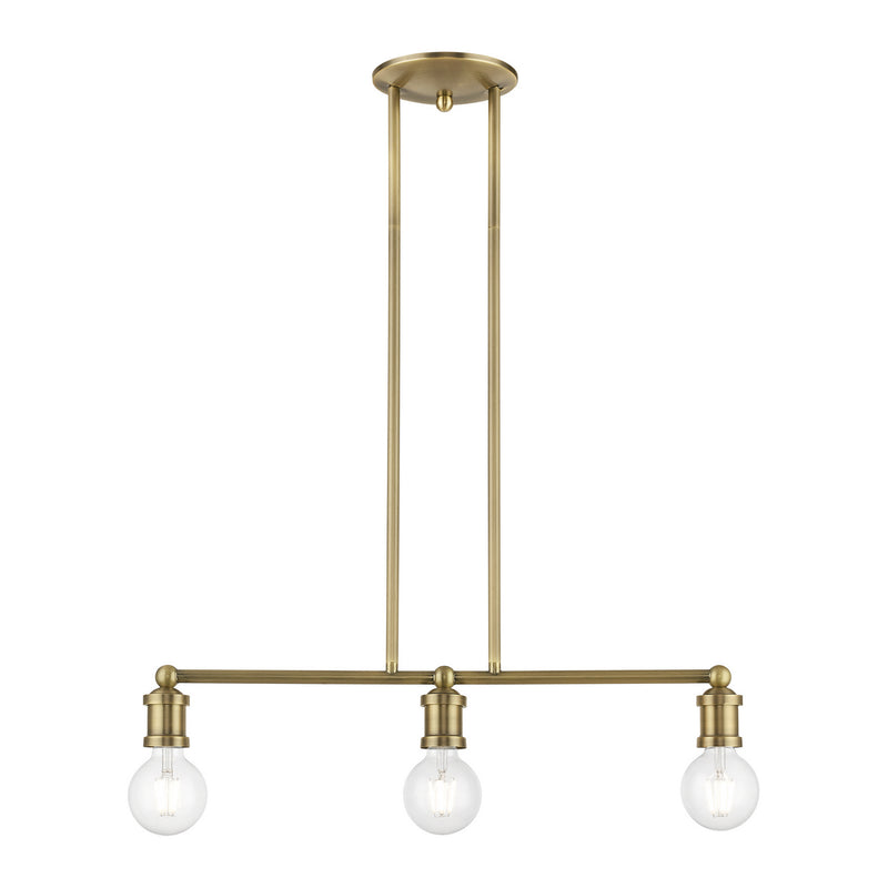 Livex Lighting - 47163-01 - Three Light Linear Chandelier - Lansdale - Antique Brass