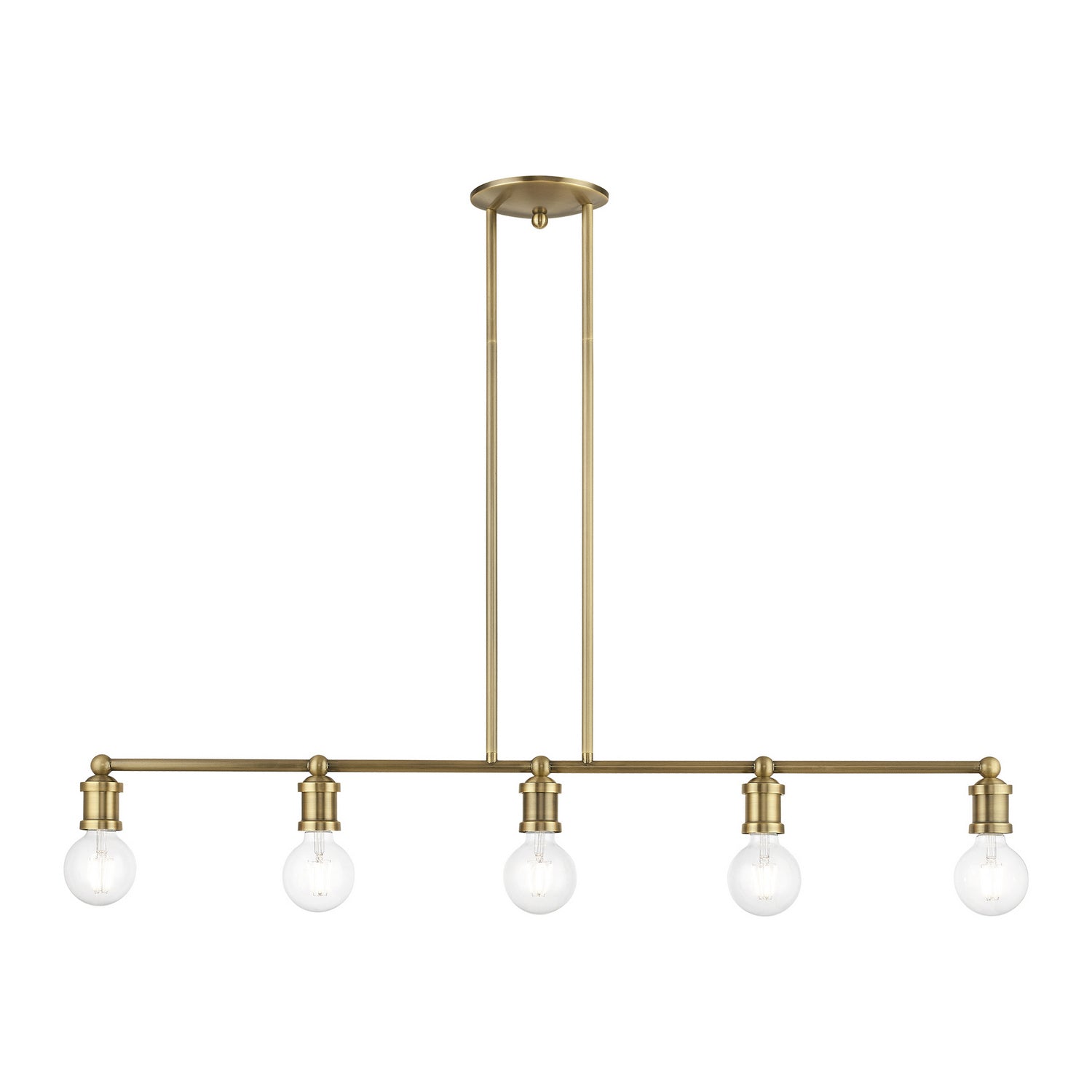 Livex Lighting - 47165-01 - Five Light Linear Chandelier - Lansdale - Antique Brass