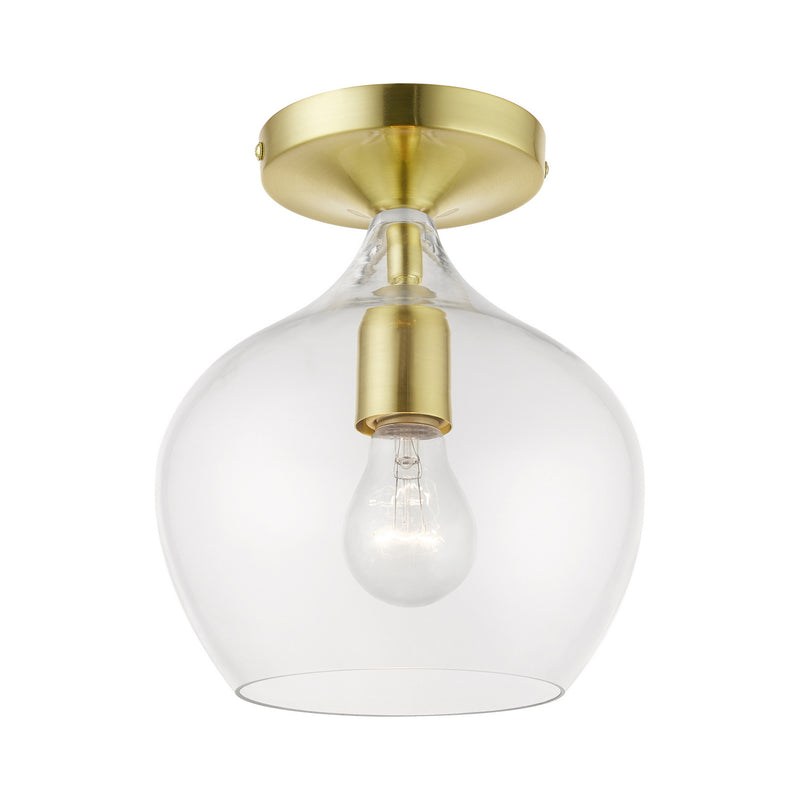 Livex Lighting - 49087-12 - One Light Semi-Flush Mount - Aldrich - Satin Brass w/Polished Brass