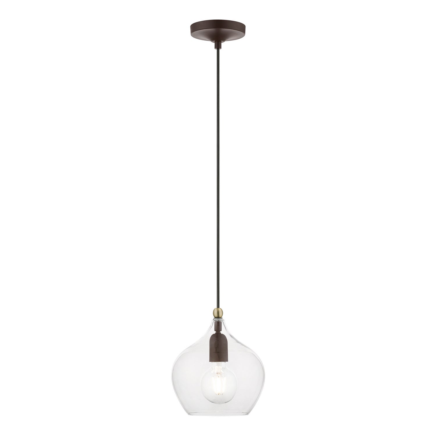 Livex Lighting - 49088-07 - One Light Pendant - Aldrich - Bronze w/Antique Brass