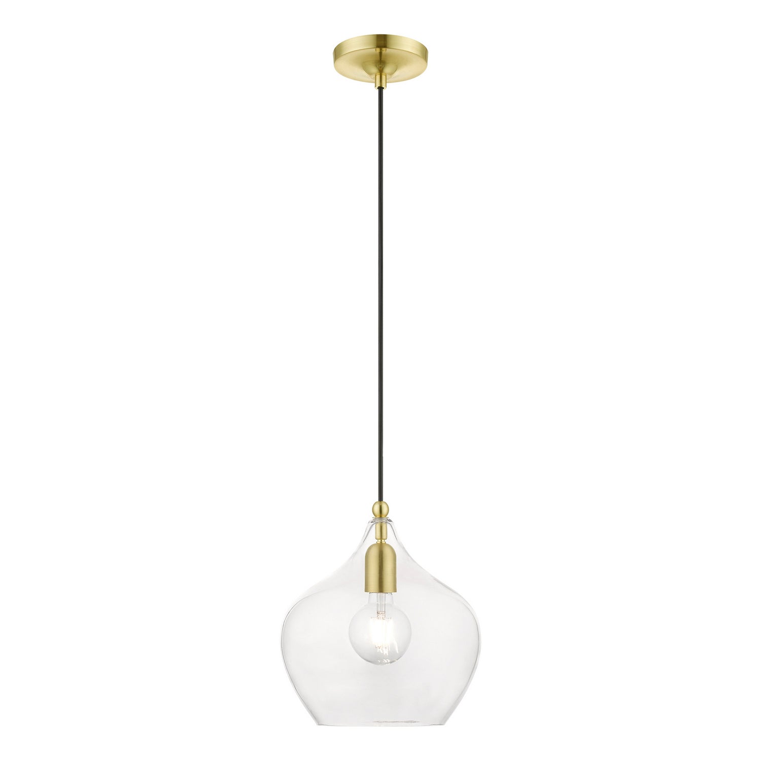 Livex Lighting - 49093-12 - One Light Pendant - Aldrich - Satin Brass w/Polished Brass