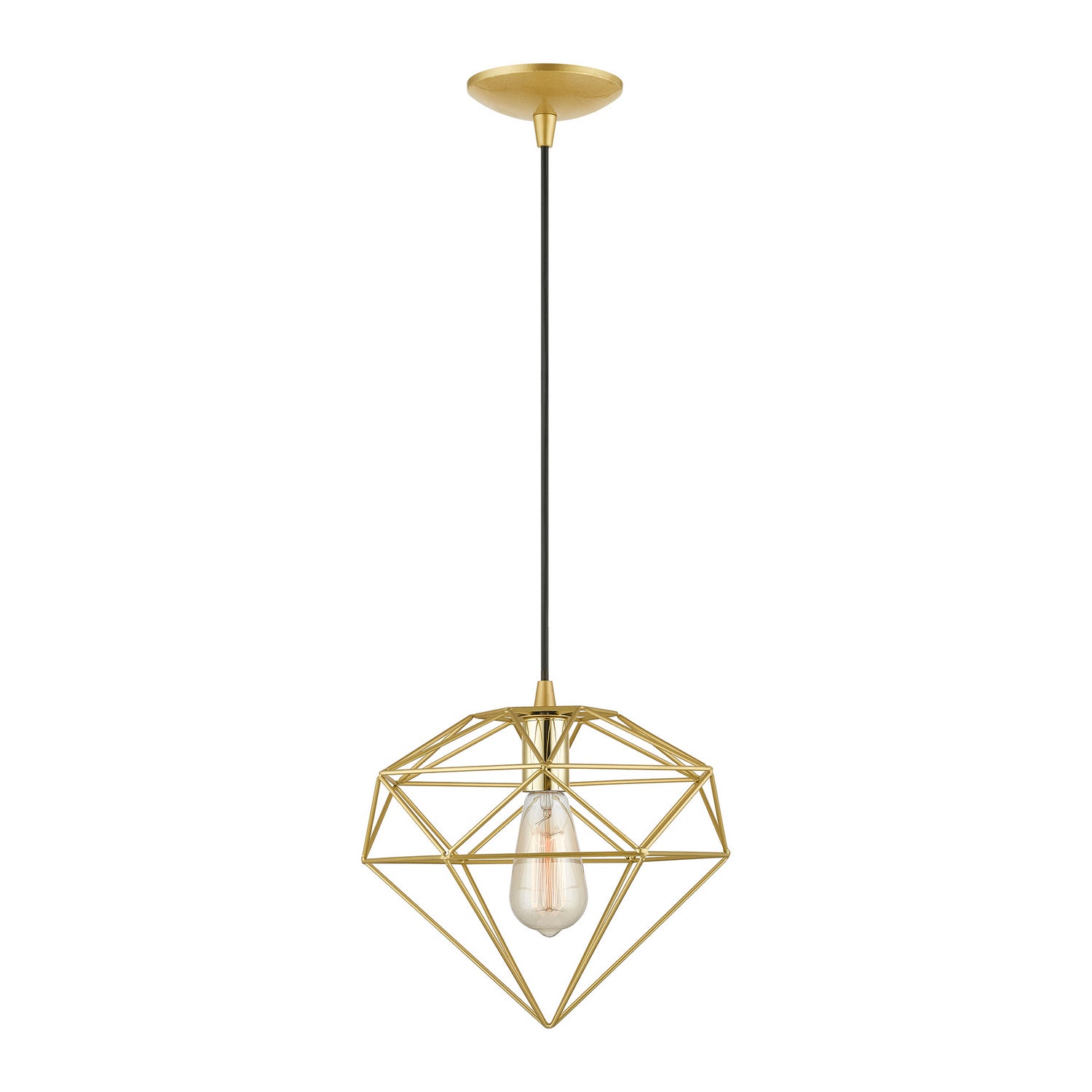 Livex Lighting - 49152-33 - One Light Pendant - Knox - Soft Gold w/Polished Brass