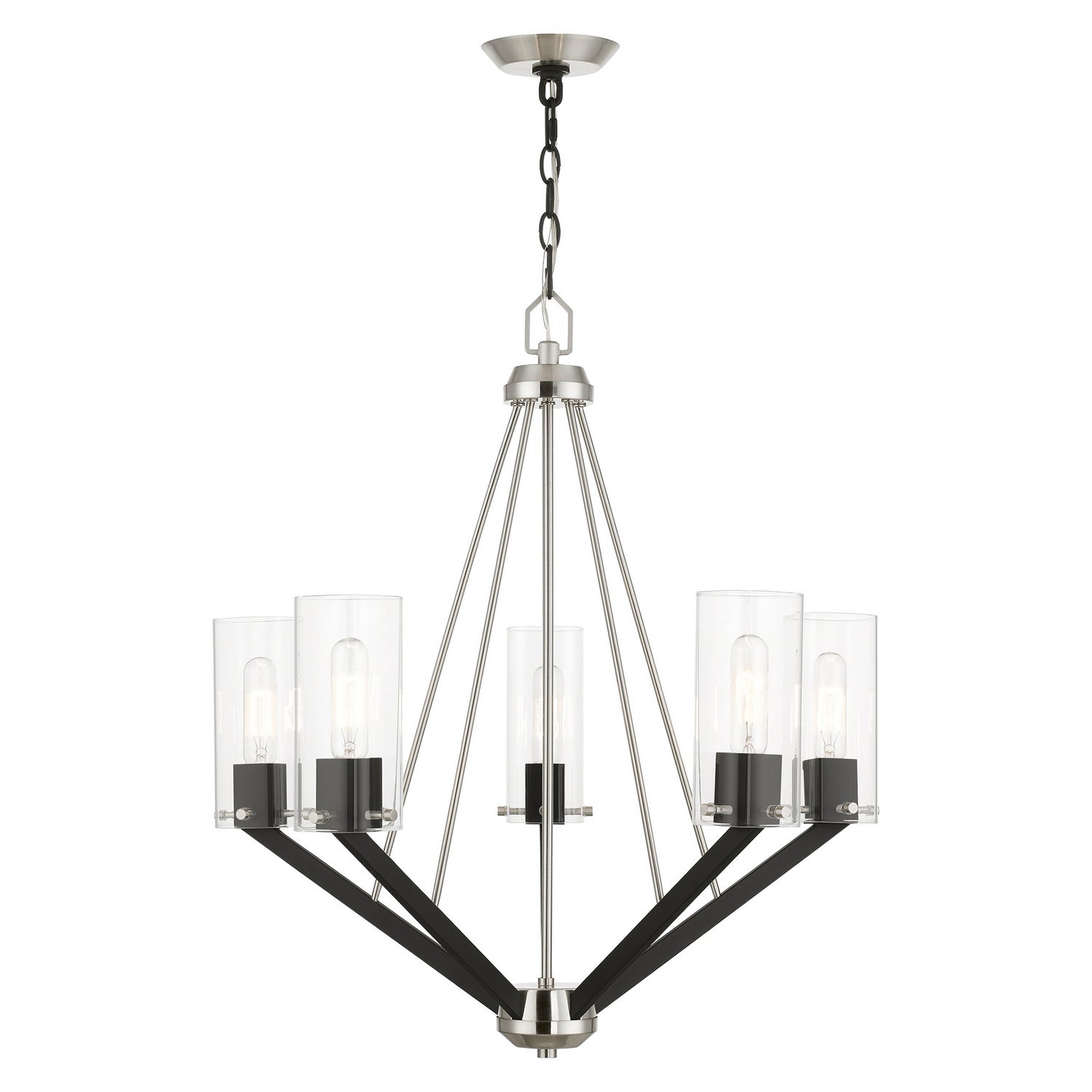 Livex Lighting - 51165-91 - Five Light Chandelier - Beckett - Brushed Nickel & Black