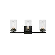 Maxim - 12403CLBKSBR - Three Light Bath Vanity - Pinn - Black / Satin Brass