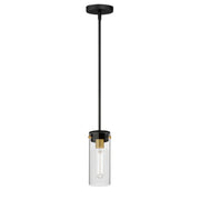 Maxim - 12406CLBKSBR - One Light Mini Pendant - Pinn - Black / Satin Brass