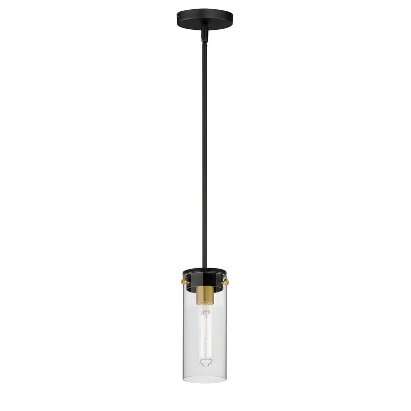 Maxim - 12406CLBKSBR - One Light Mini Pendant - Pinn - Black / Satin Brass