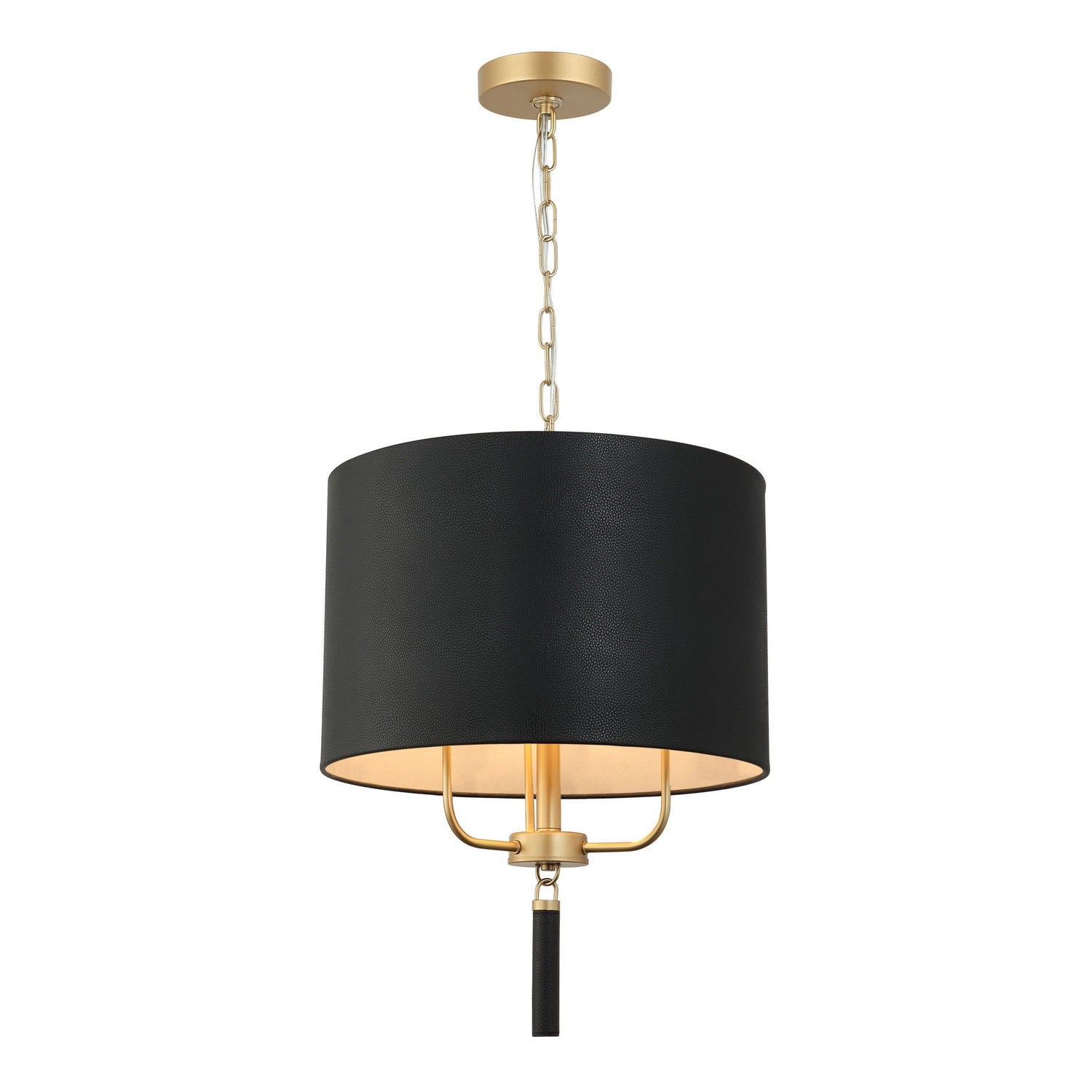 Varaluz - 368P03GOB - Three Light Pendant - Secret Agent - Painted Gold/Black Leather