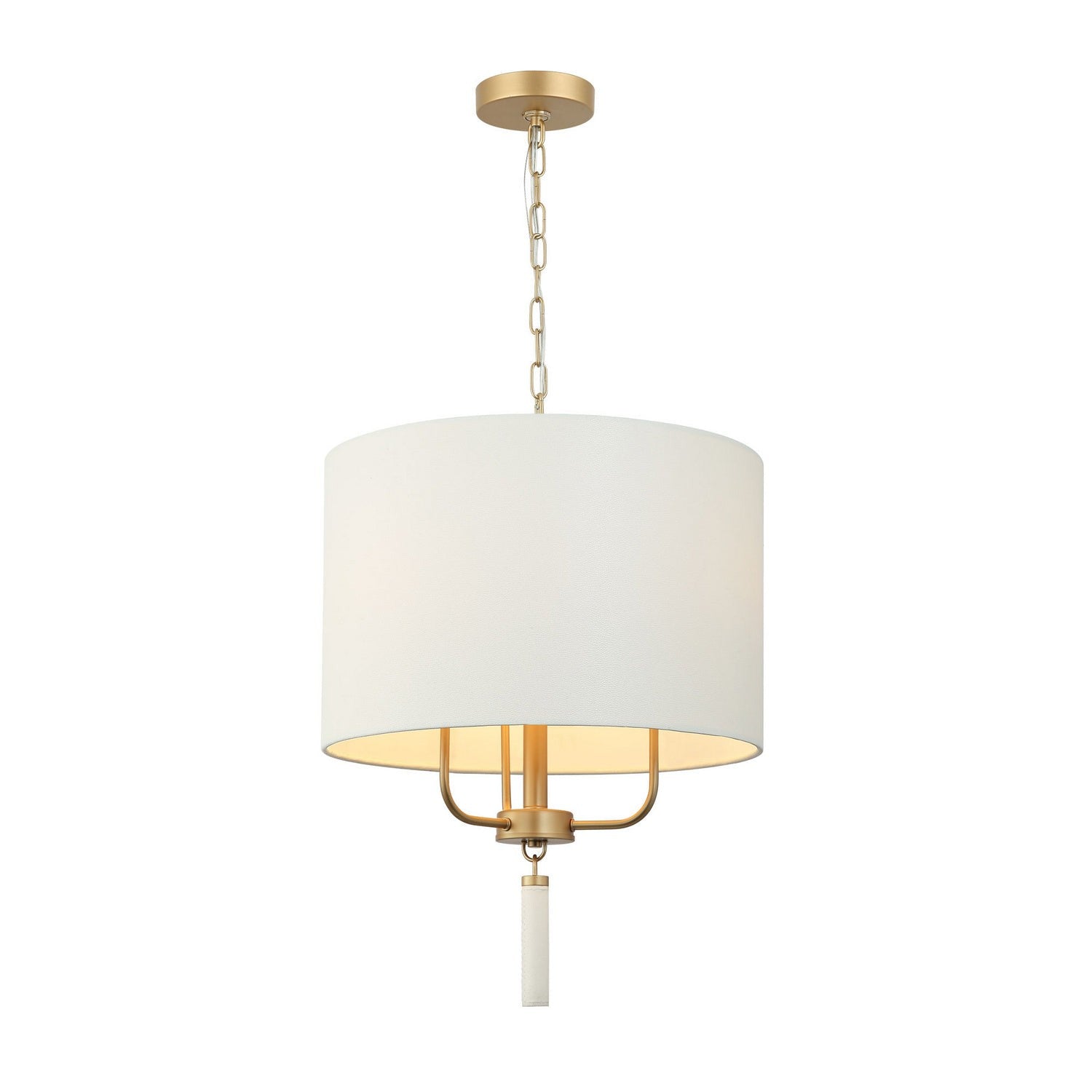 Varaluz - 368P03GOW - Three Light Pendant - Secret Agent - Painted Gold/White Leather