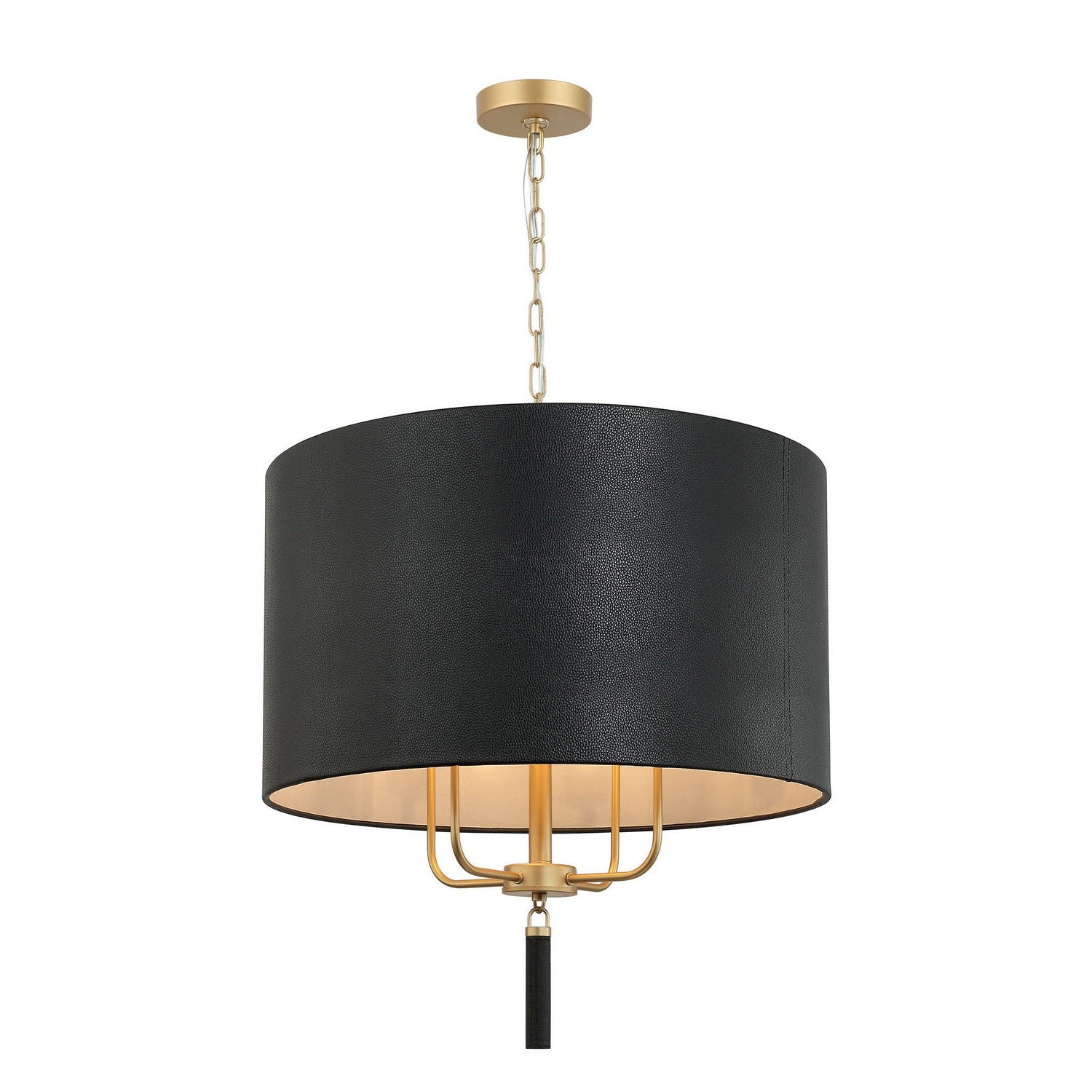 Varaluz - 368P04GOB - Four Light Pendant - Secret Agent - Painted Gold/Black Leather