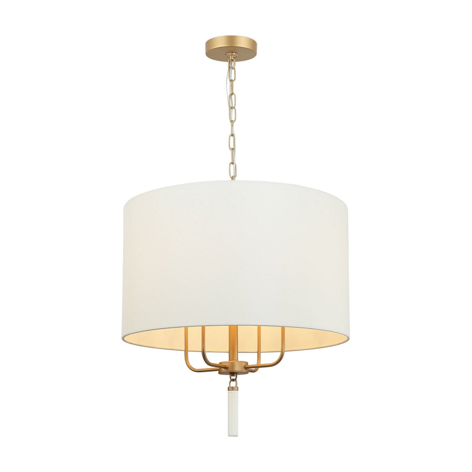 Varaluz - 368P04GOW - Four Light Pendant - Secret Agent - Painted Gold/White Leather