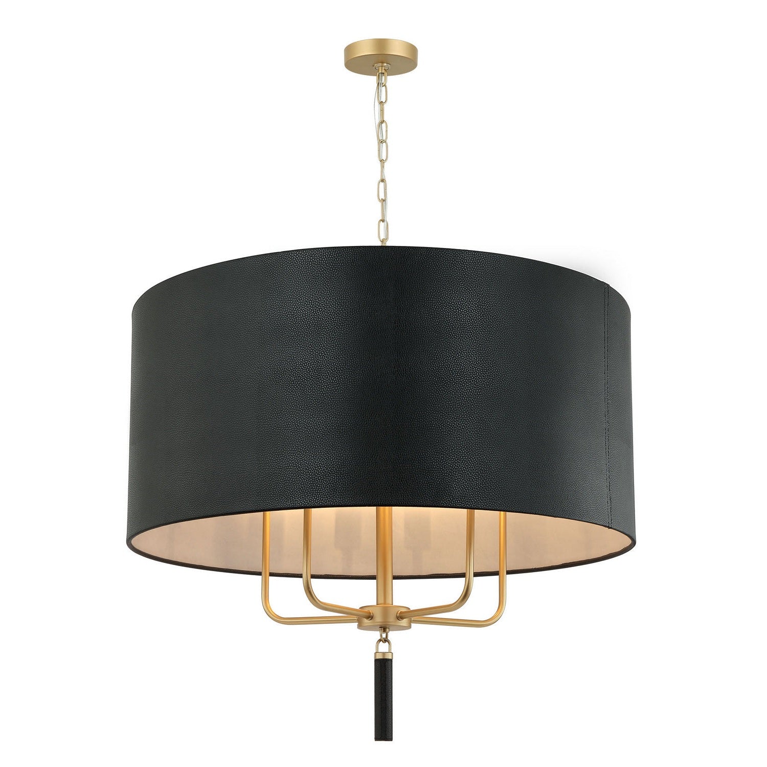 Varaluz - 368P05GOB - Five Light Pendant - Secret Agent - Painted Gold/Black Leather