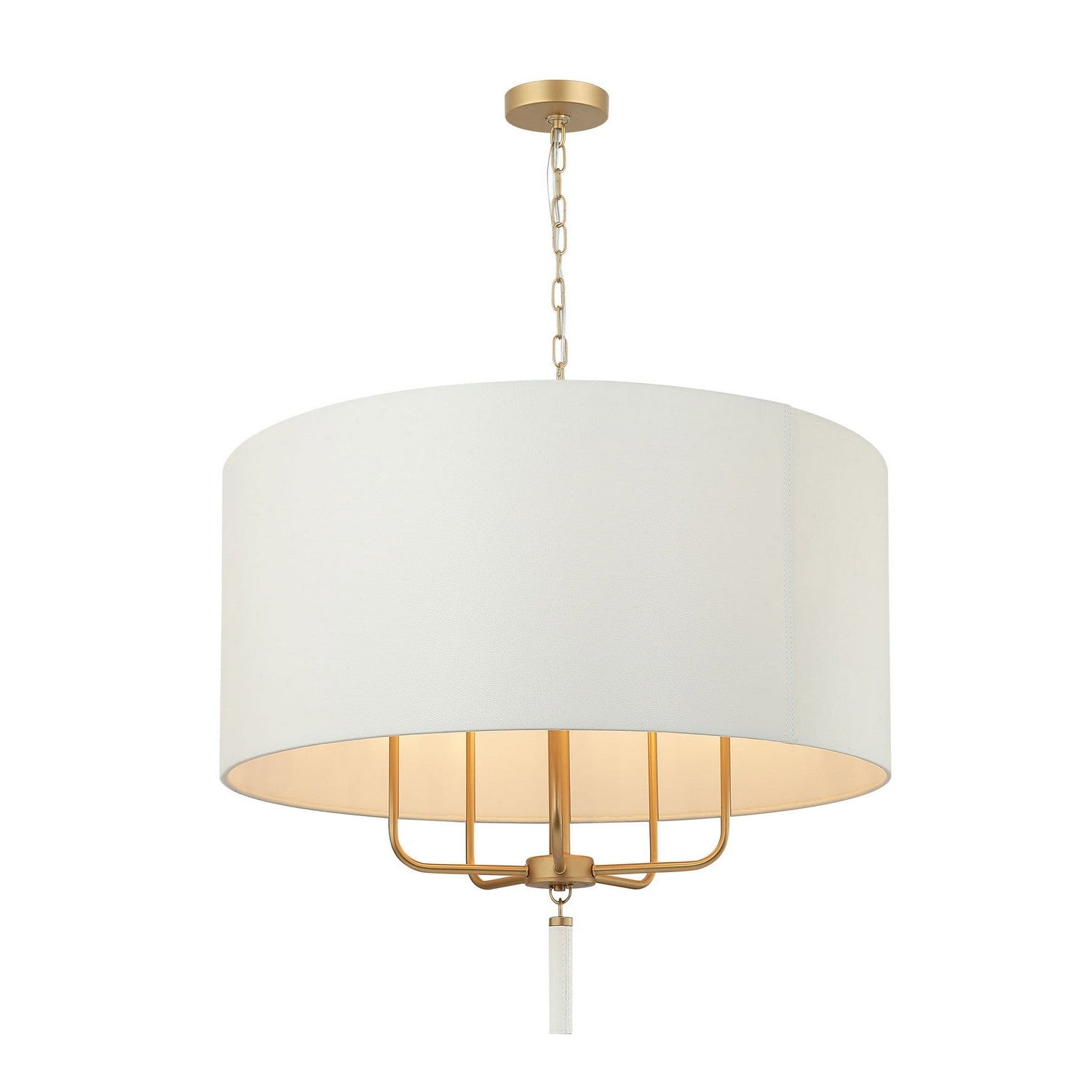 Varaluz - 368P05GOW - Five Light Pendant - Secret Agent - Painted Gold/White Leather