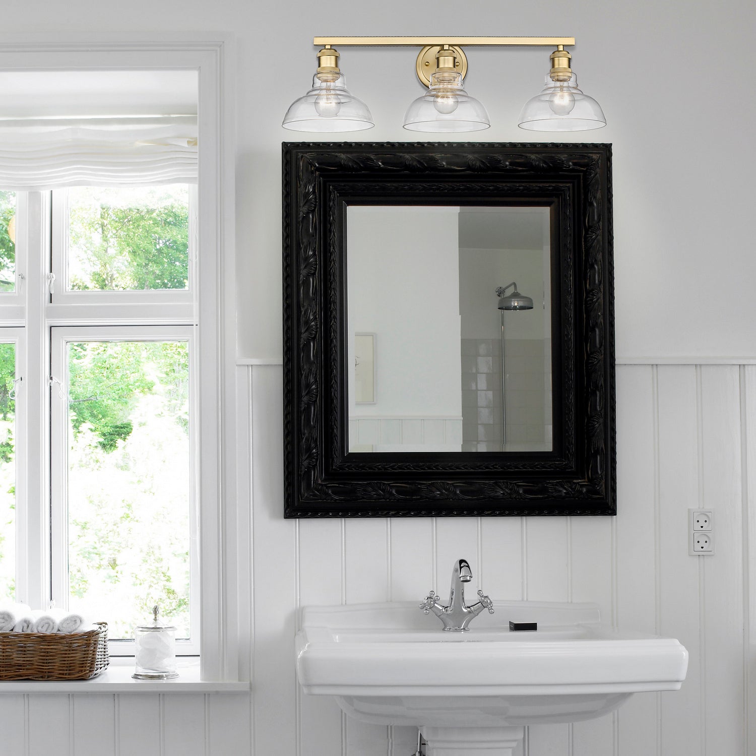 Golden - 0305-BA3 BCB-CLR - Three Light Bath Vanity - Carver - Brushed Champagne Bronze