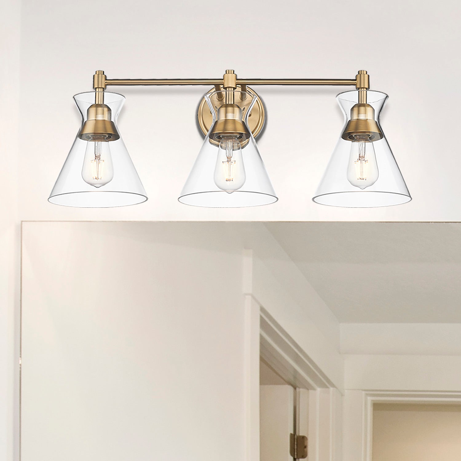 Golden - 0511-BA3 BCB-CLR - Three Light Bath Vanity - Malta - Brushed Champagne Bronze