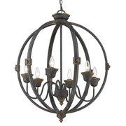 Golden - 0892-6 ABI - Six Light Chandelier - Jules - Antique Black Iron