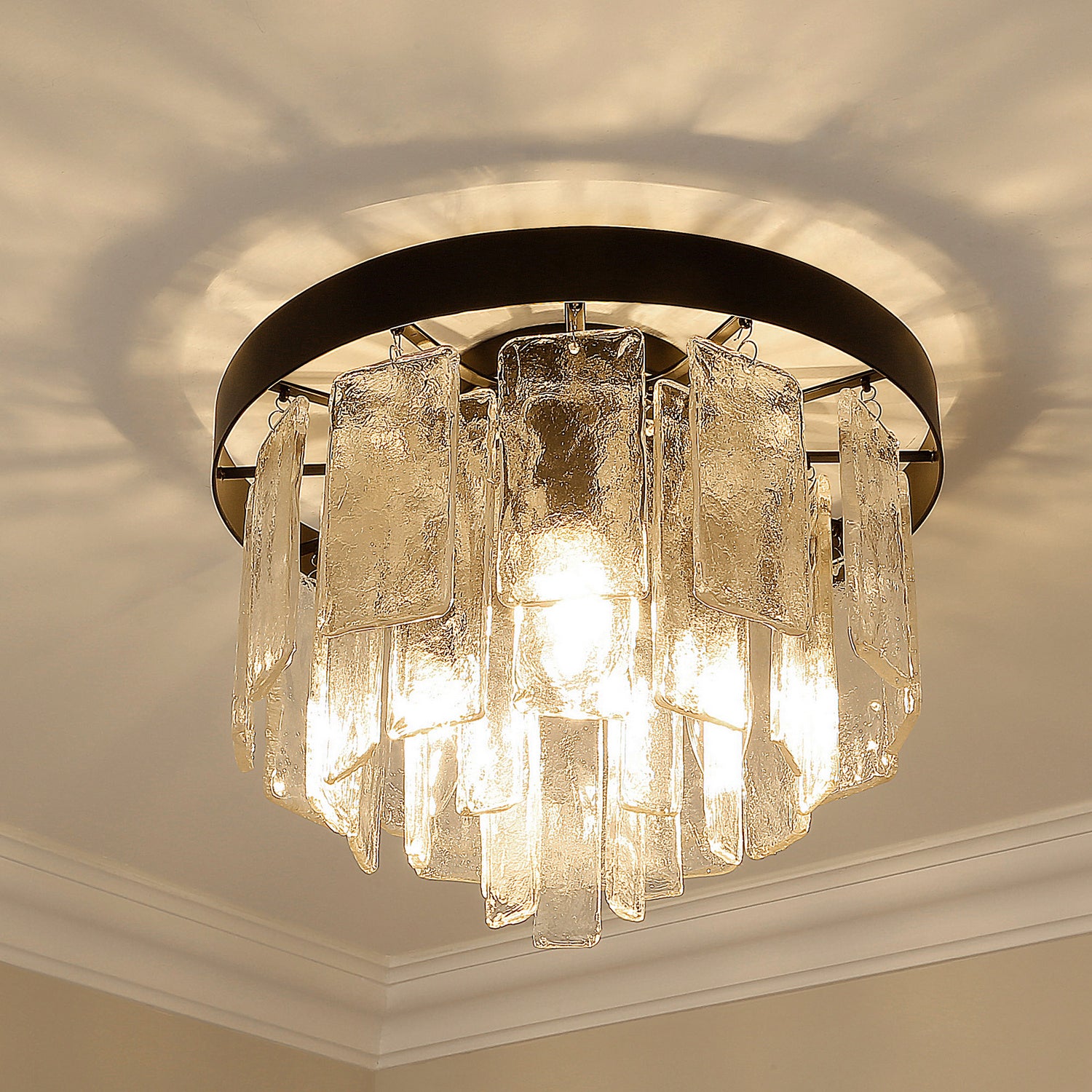 Golden - 1768-FM BLK-HWG - Three Light Flush Mount - Ciara - Matte Black