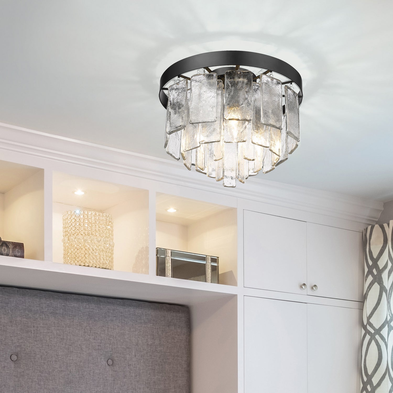 Golden - 1768-FM BLK-HWG - Three Light Flush Mount - Ciara - Matte Black