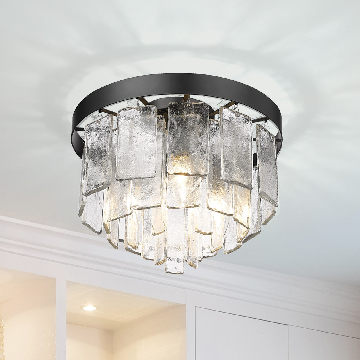 Golden - 1768-FM BLK-HWG - Three Light Flush Mount - Ciara - Matte Black