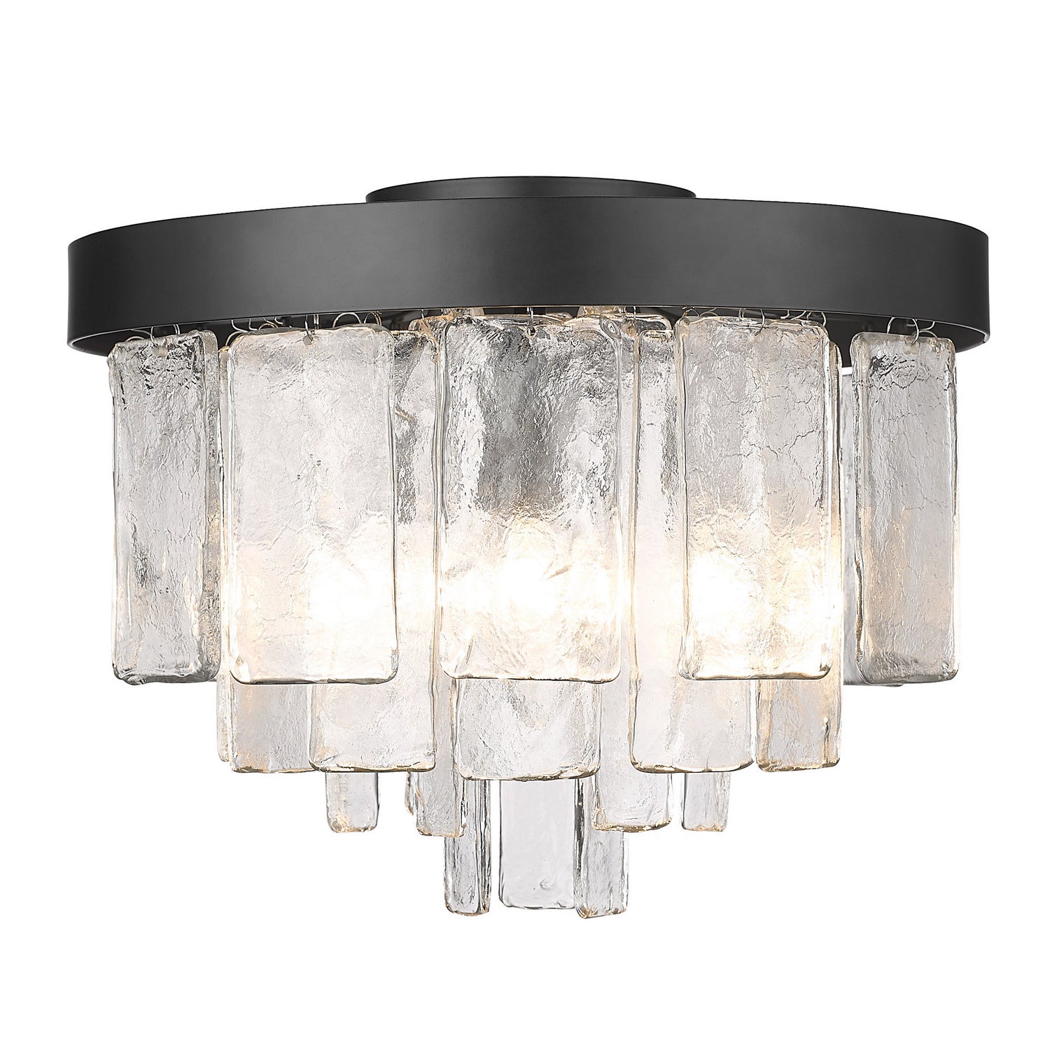 Golden - 1768-FM BLK-HWG - Three Light Flush Mount - Ciara - Matte Black