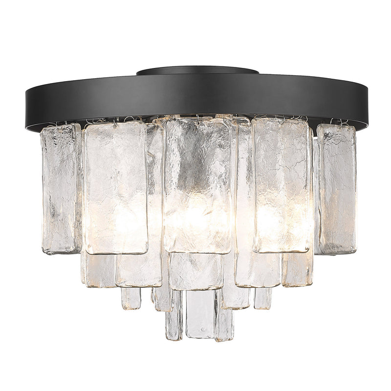 Golden - 1768-FM BLK-HWG - Three Light Flush Mount - Ciara - Matte Black