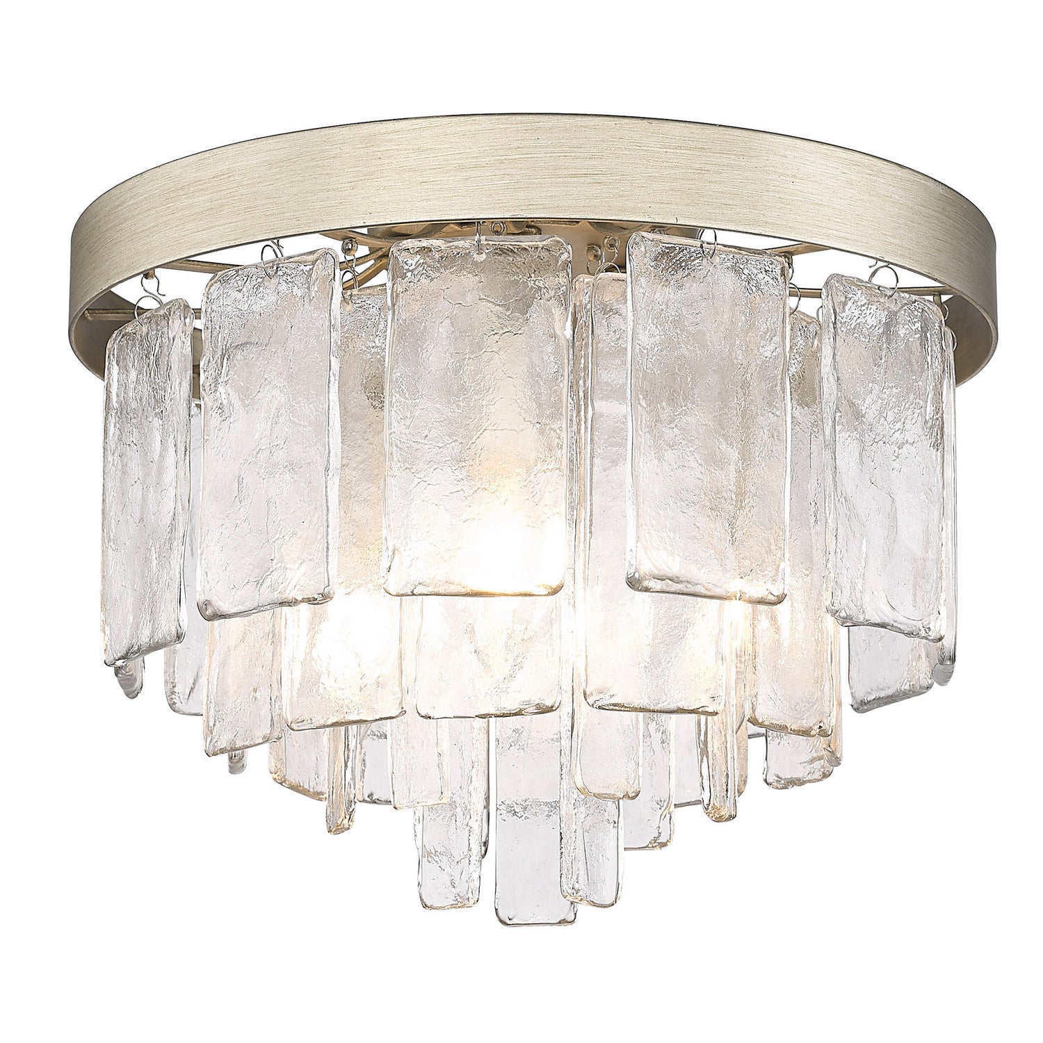 Golden - 1768-FM WG-HWG - Three Light Flush Mount - Ciara - White Gold