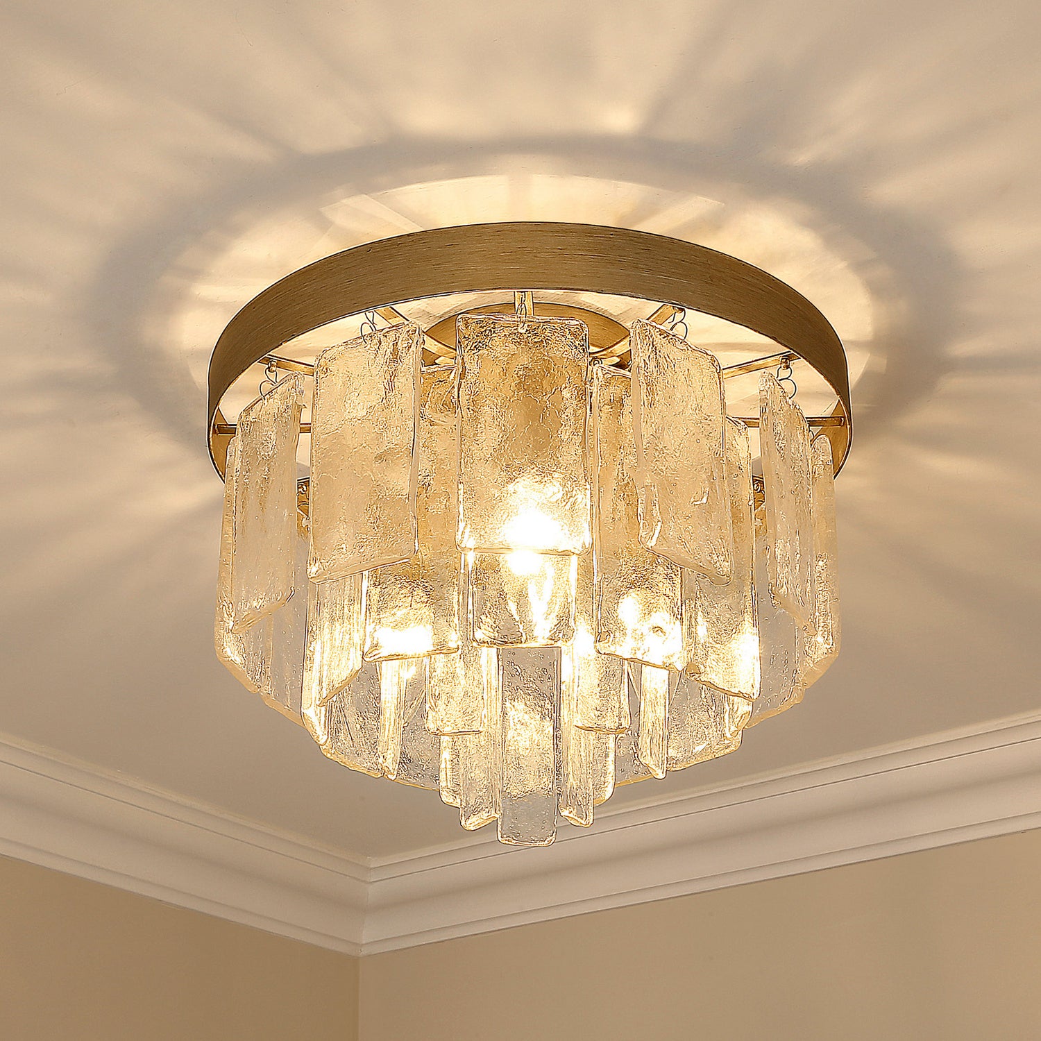 Golden - 1768-FM WG-HWG - Three Light Flush Mount - Ciara - White Gold