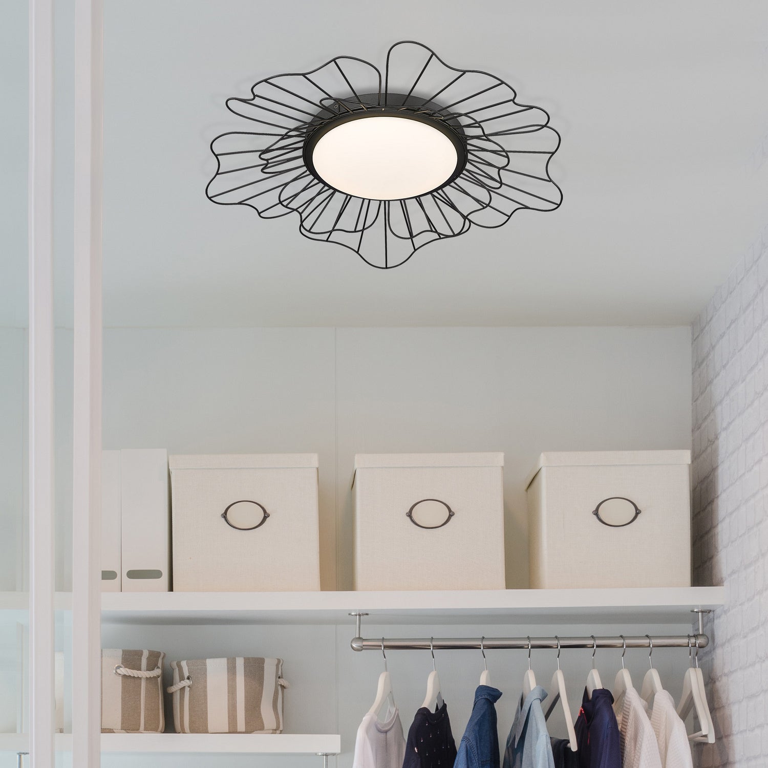 Golden - 9132-FM24 NB-OP - LED Flush Mount - Yasmin - Natural Black