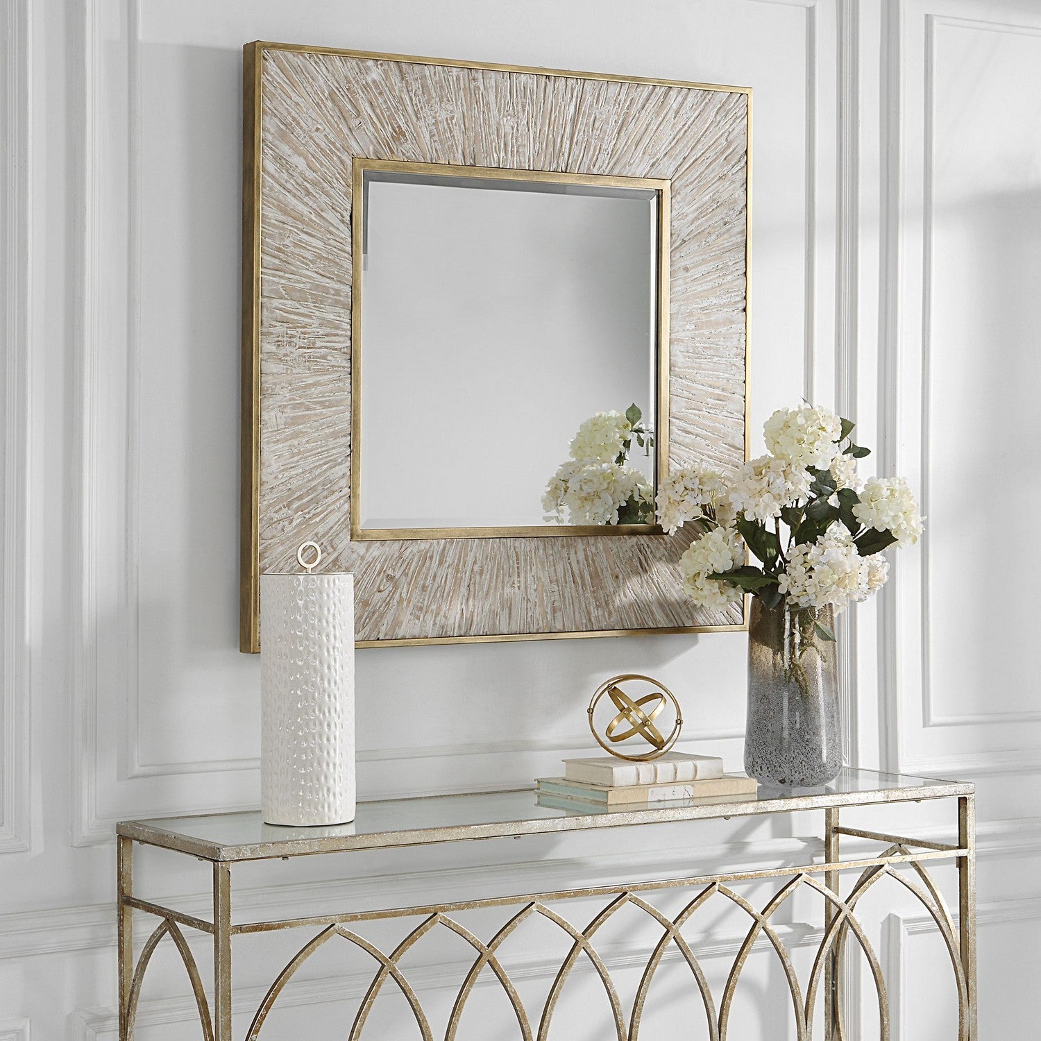 Uttermost - 09854 - Mirror - Wharton - Aged Whitewash