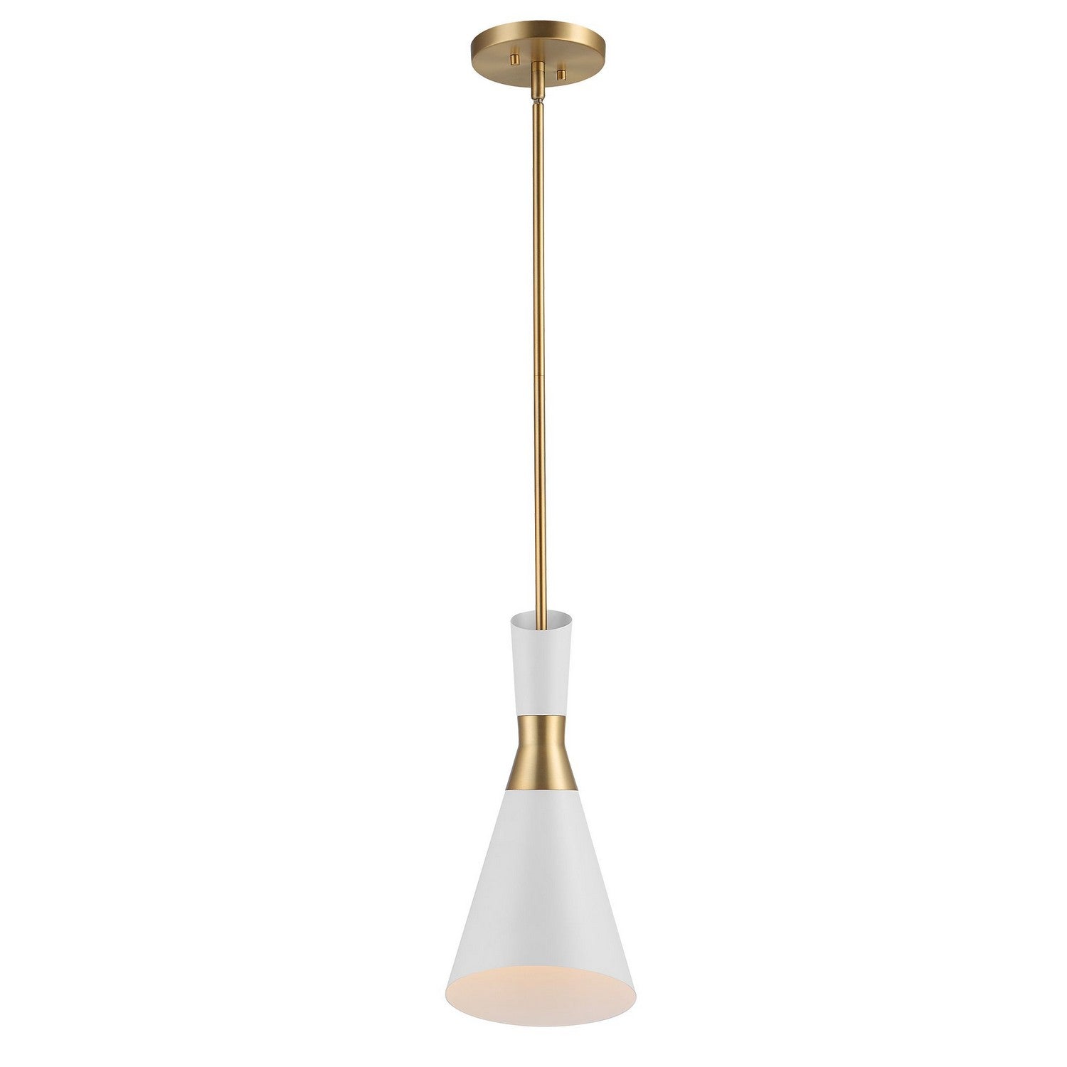 Uttermost - 21560 - One Light Mini Pendant - Eames - Antique Brass & White
