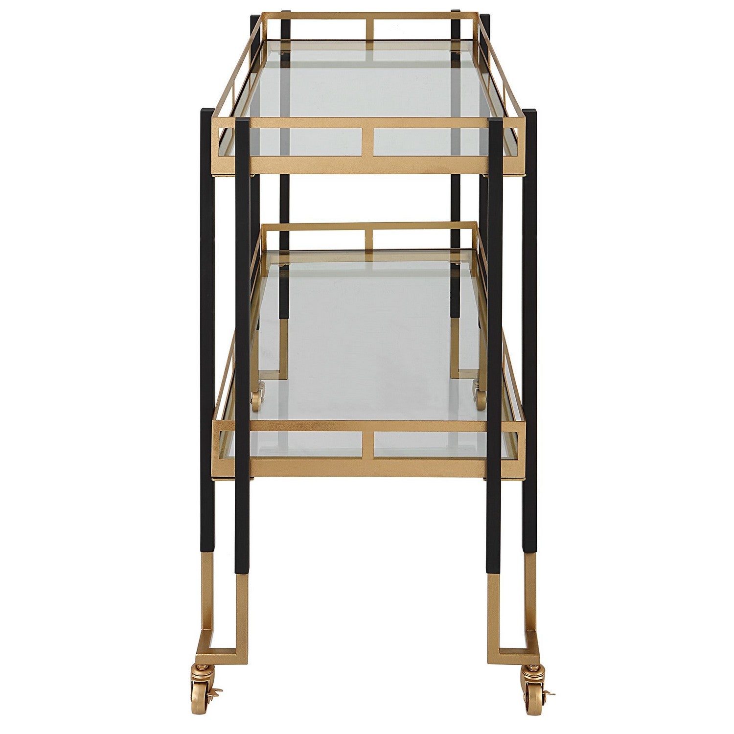 Uttermost - 25229 - Bar Cart - Kentmore - Matte Black And Brushed Gold